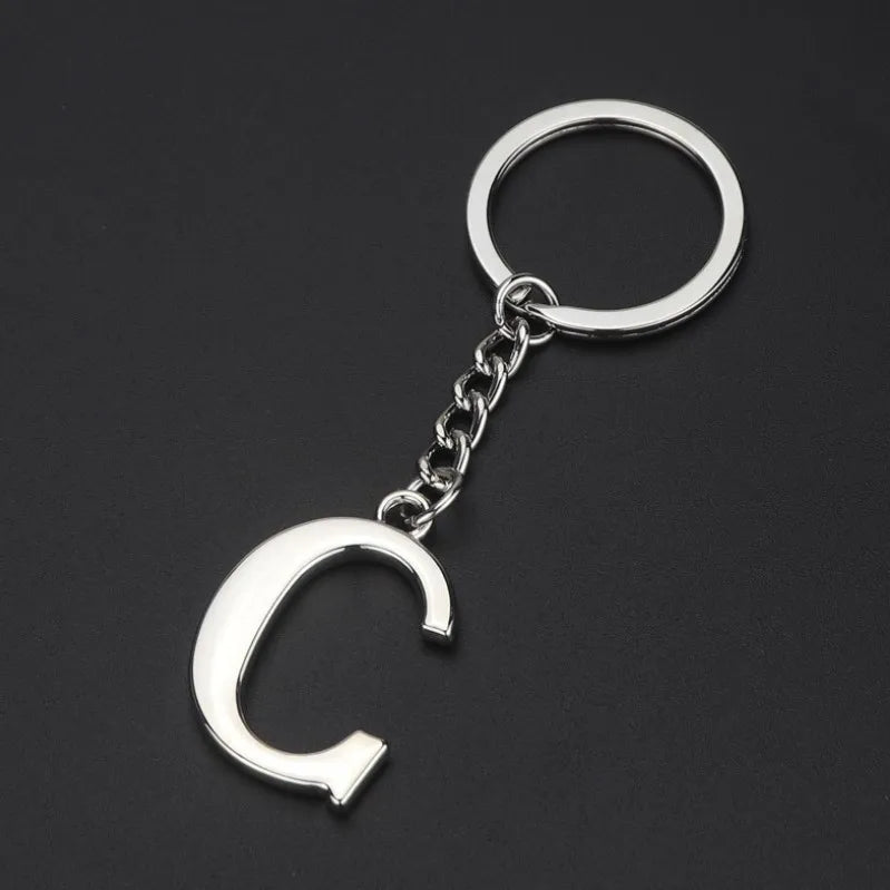 Silver Initial Letter Keychain