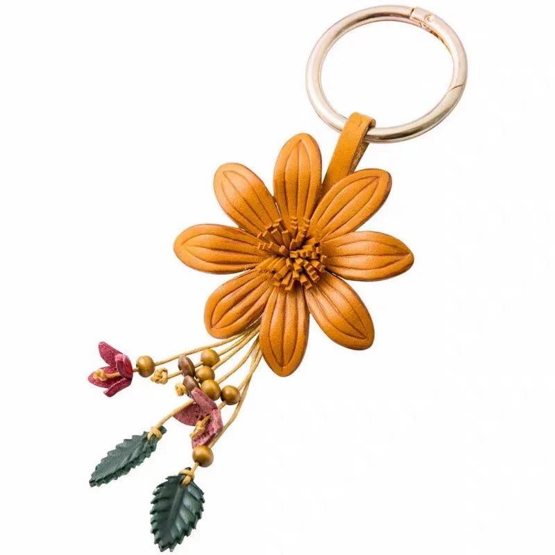 Fall Floral Leather Bag Charm