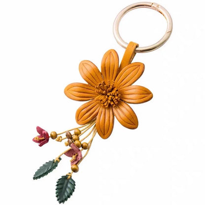 Fall Floral Leather Bag Charm