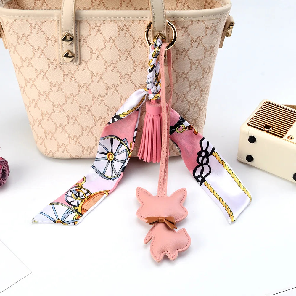 Leather Tassel Fox Bag Charm