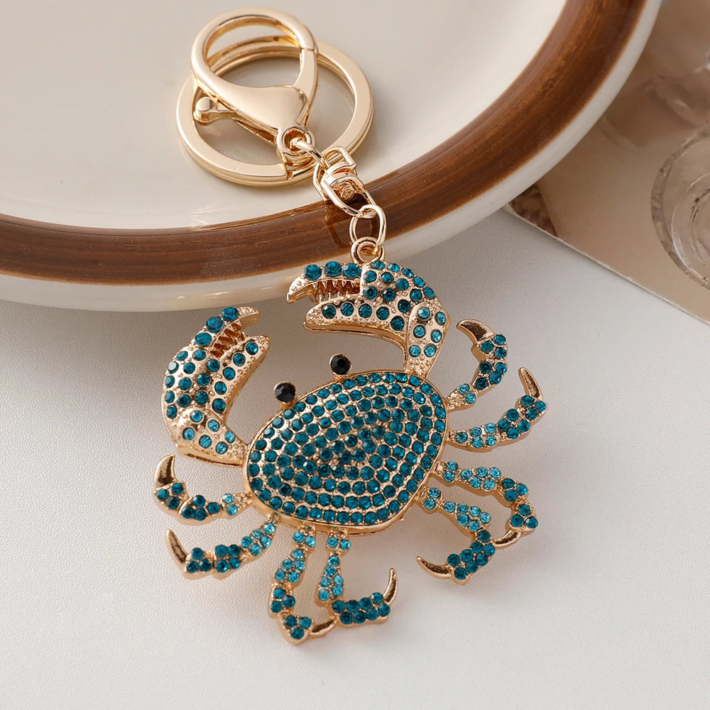 Sparkling Crystal Crab Keychain
