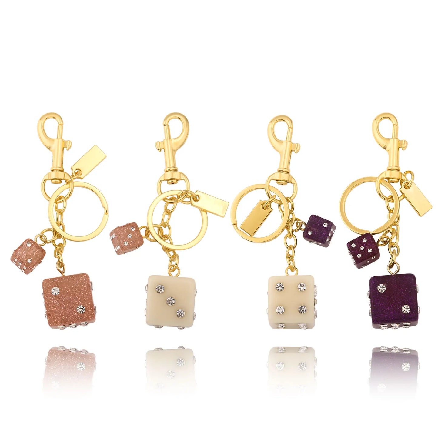 Y2K Lucky Dice Crystal Keychain