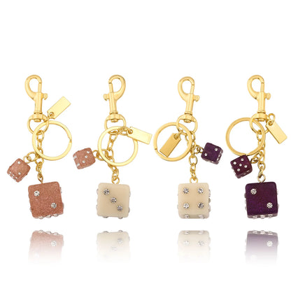 Y2K Lucky Dice Crystal Keychain