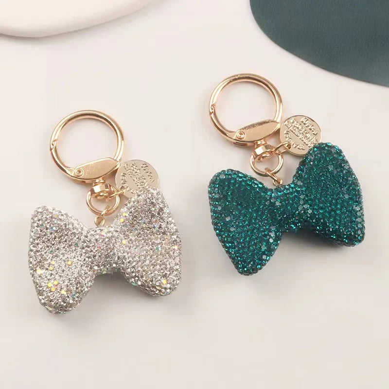 Rhinestone Bow Charm Keychain