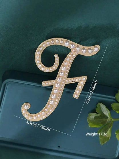 Pearl Letter Initial Brooch Pin