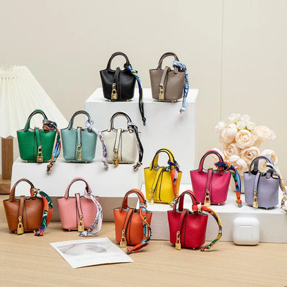 Mini Leather Hand Bag Charm