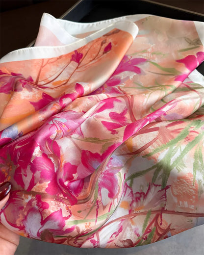 Floral Silk Square Scarf