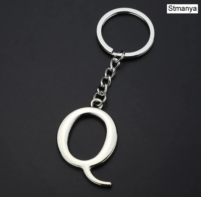 Silver Initial Letter Keychain