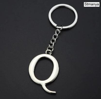 Silver Initial Letter Keychain