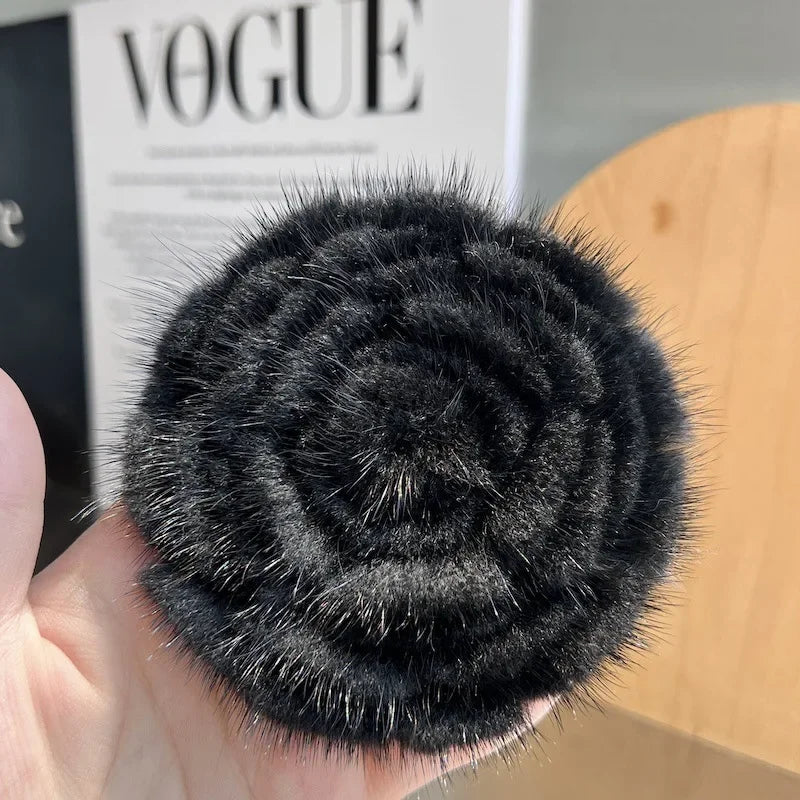 Mink Fur Flower Brooch