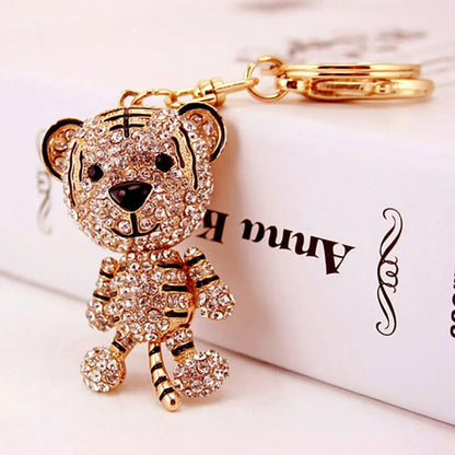 Rhinestone Tiger Keychain