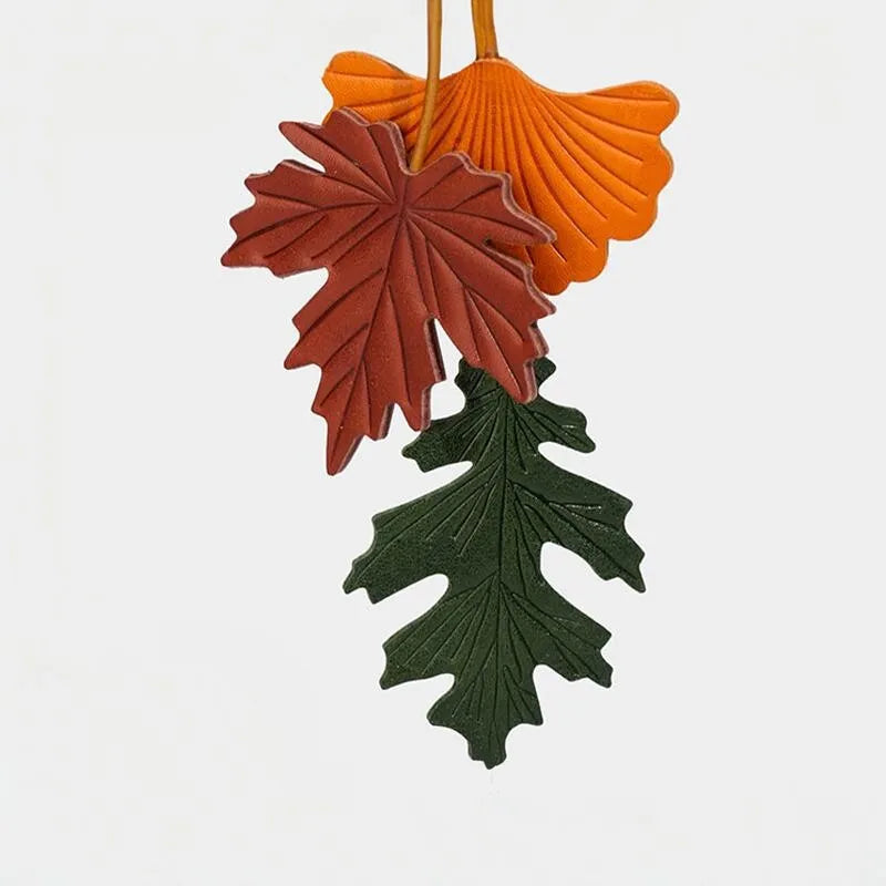 Leather Leaf Bag Charm Keychain