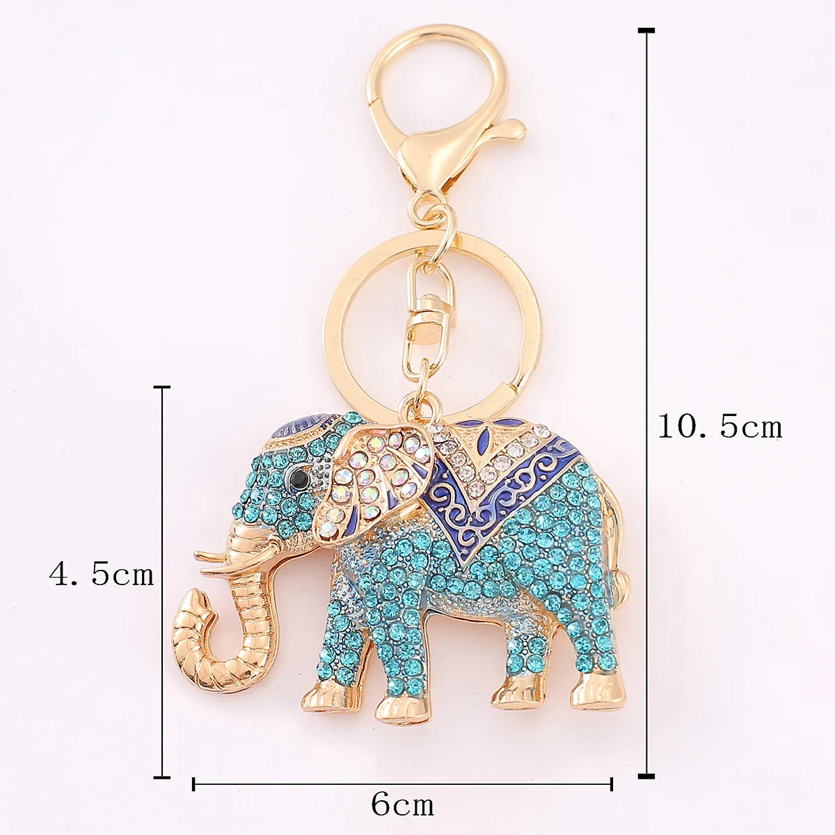 Rhinestone Elephant Charm Keychain