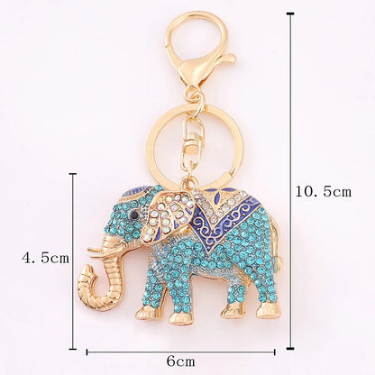 Rhinestone Elephant Charm Keychain