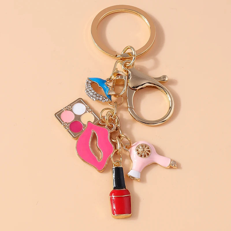 Mini High Heel & Lipstick Charm Keychain