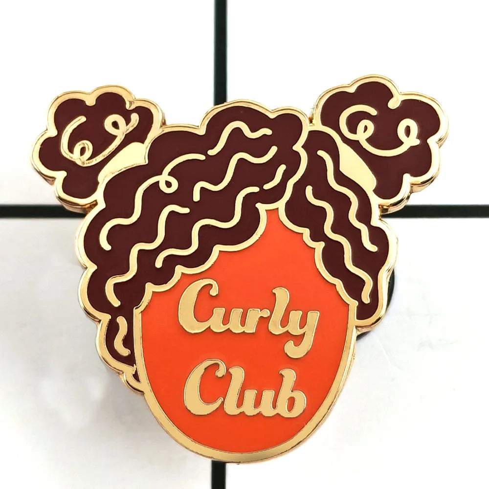 Curly Club Brooch Head Design Badge Nature Roll Enthusiast Metal Pin African Trendy Accessories Cultural Peripheral Lapel Pin