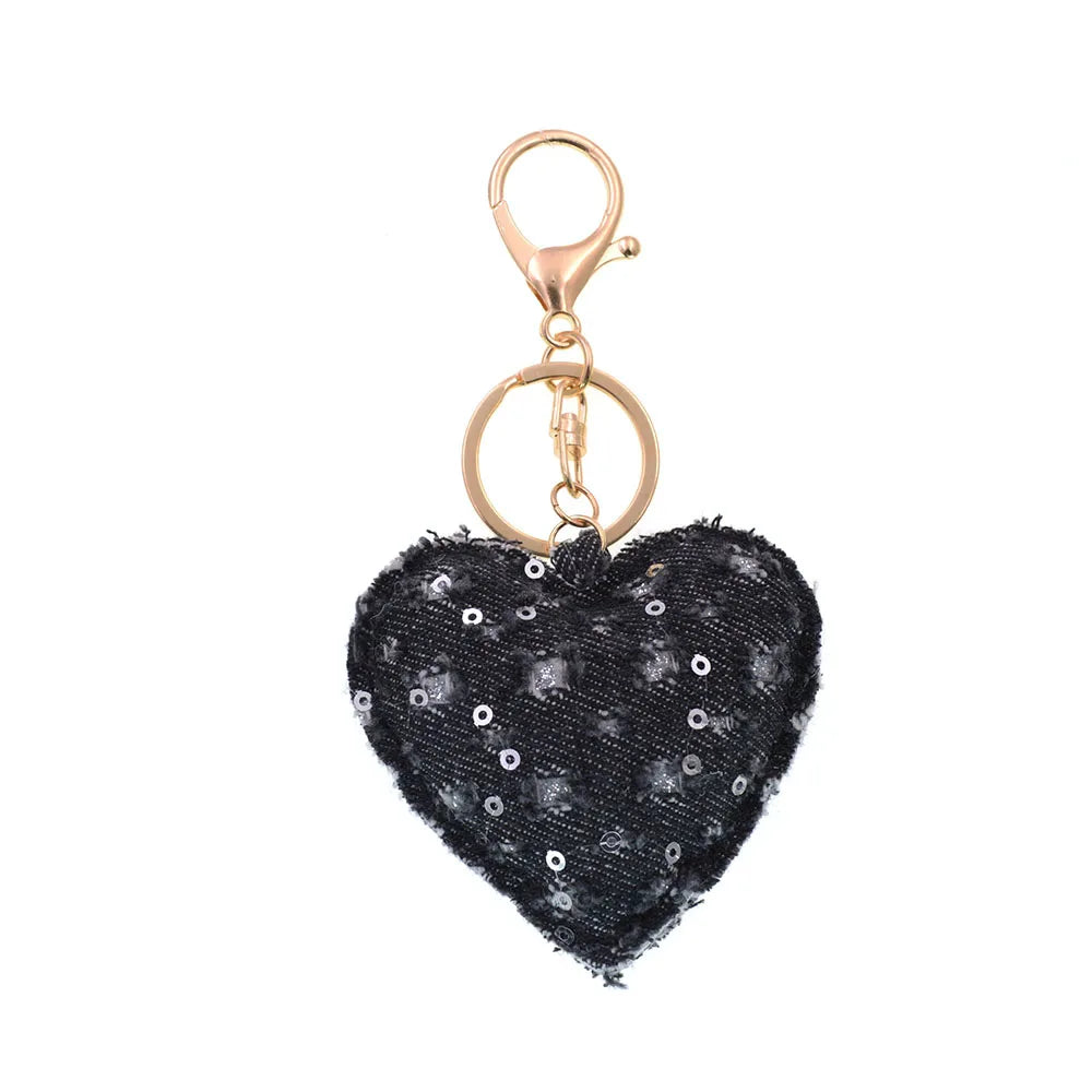 Denim Heart Keychain