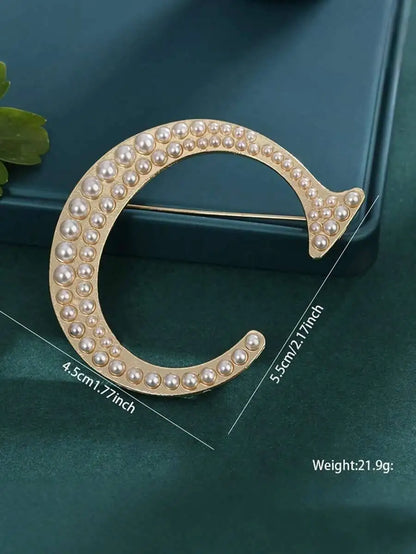 Pearl Letter Initial Brooch Pin