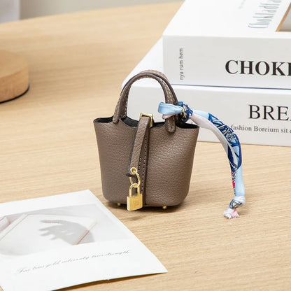 Mini Leather Hand Bag Charm