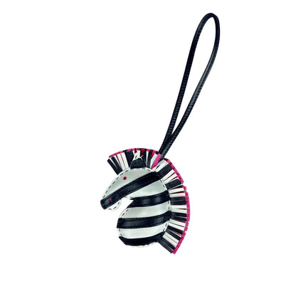 Zebra Head Leather Bag Charm