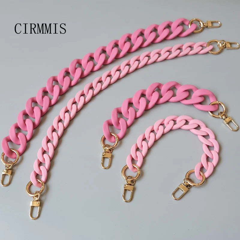 Candy Pink Resin Chain Frosted Purse Chain