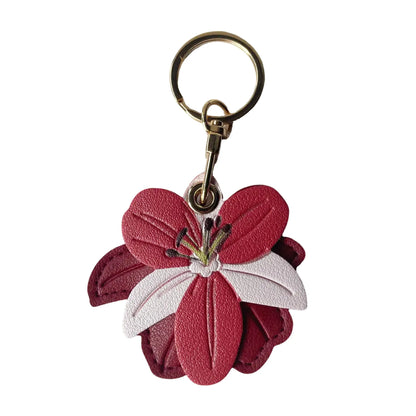 Lily Flower Pendant Leather Keychain