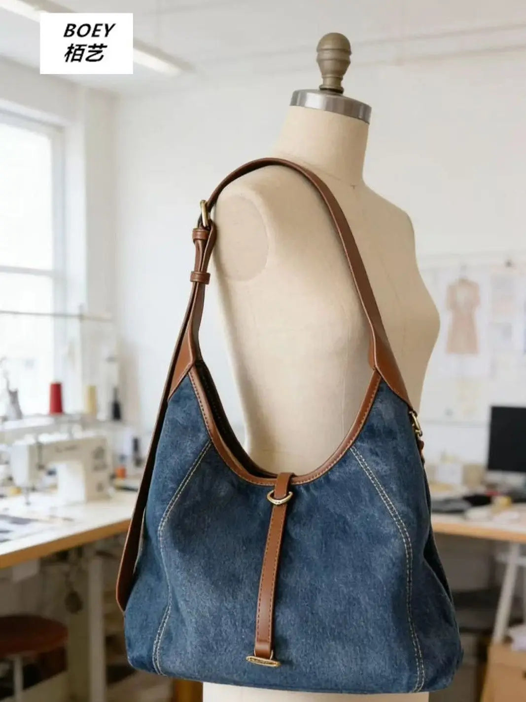Casual Denim Crossbody Bag Large Capacity