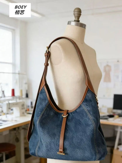 Casual Denim Crossbody Bag Large Capacity