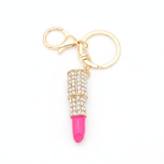 Lipstick Rhinestone Crystal Keychain