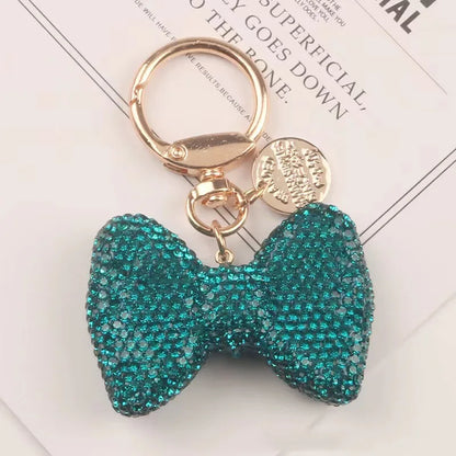 Rhinestone Bow Charm Keychain