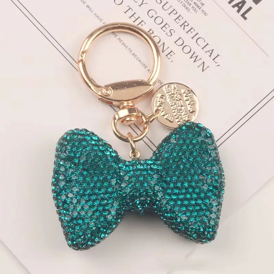 Rhinestone Bow Charm Keychain