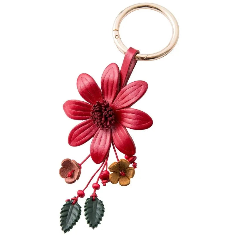 Fall Floral Leather Bag Charm