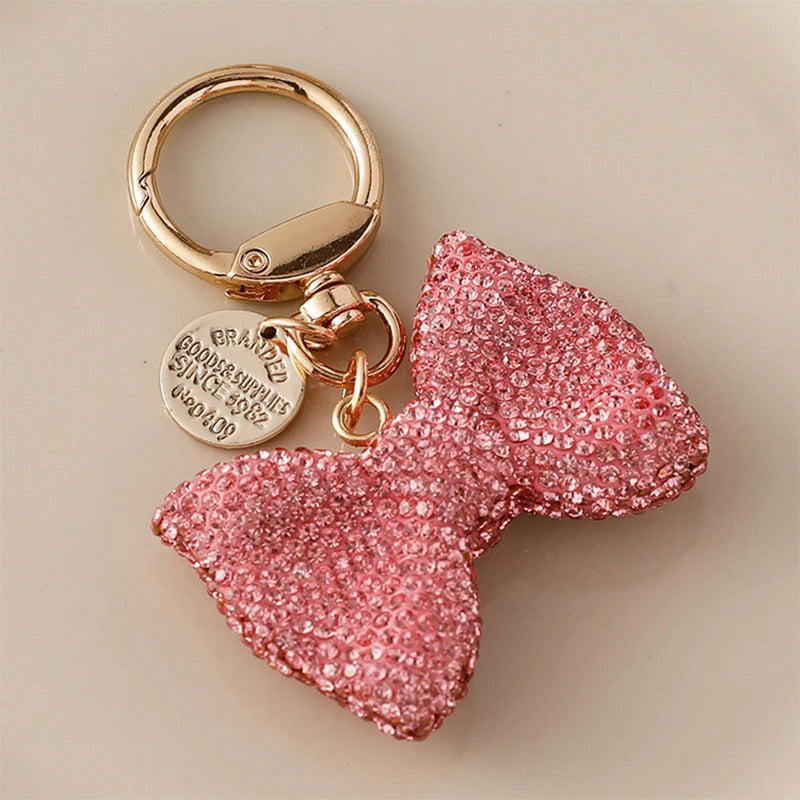 Rhinestone Bow Charm Keychain