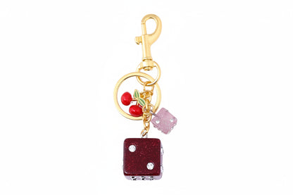 Y2K Lucky Dice Crystal Keychain