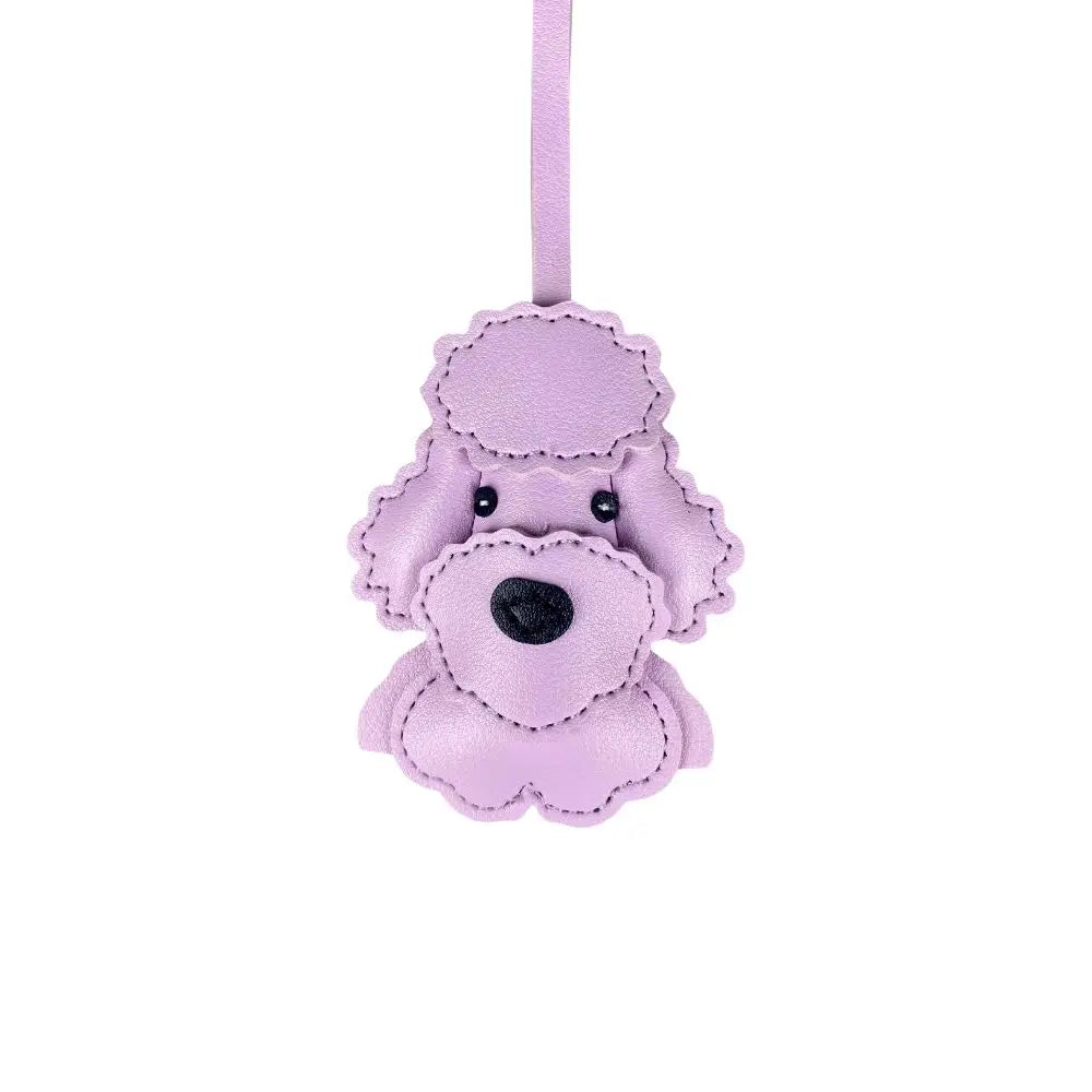 Teddy Bear Bag Charm — 3D Wavy Leather with Macaron Keychain