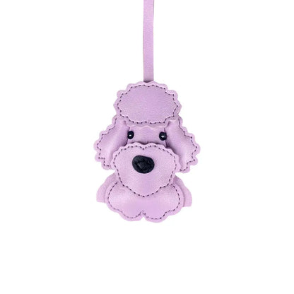 Teddy Bear Bag Charm — 3D Wavy Leather with Macaron Keychain
