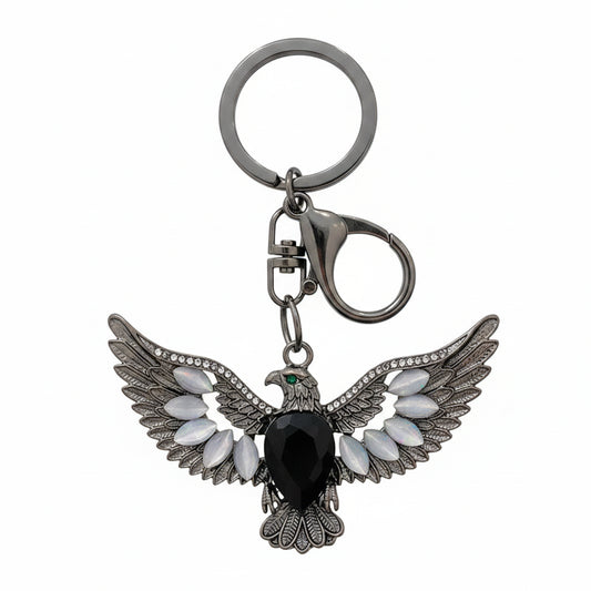 Eagle Spreading Wings Keychain — Cat Eye Stone Retro Bag Charm