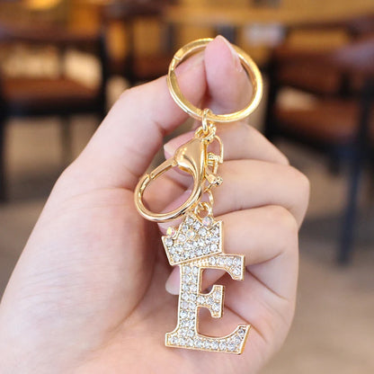 Rhinestone Initial Letter Keychain