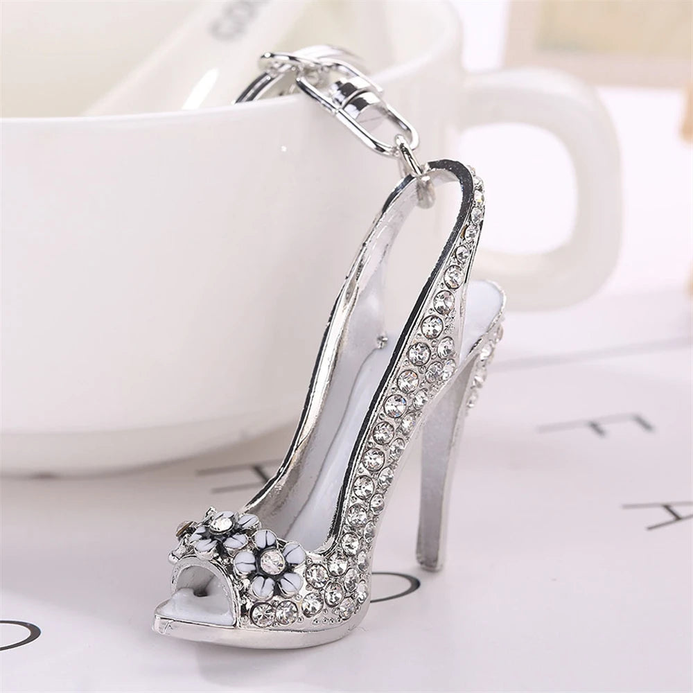 Rhinestone High Heel Shoe Keychain