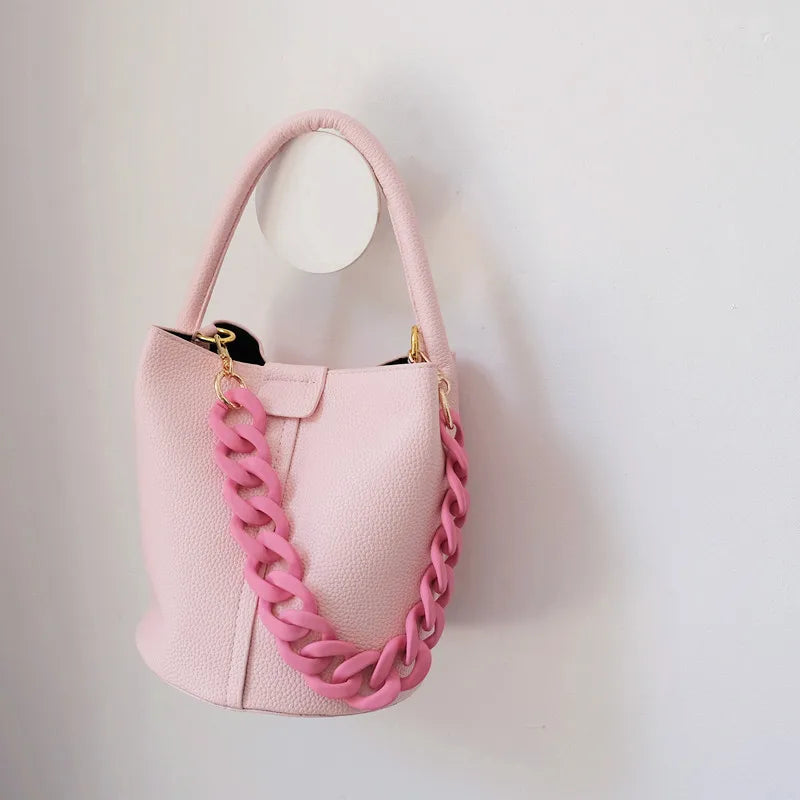 Candy Pink Resin Chain Frosted Purse Chain
