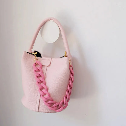 Candy Pink Resin Chain Frosted Purse Chain