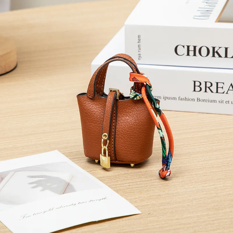 Mini Leather Hand Bag Charm