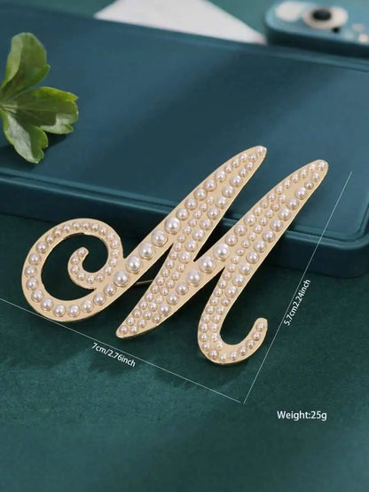 Pearl Letter Initial Brooch Pin
