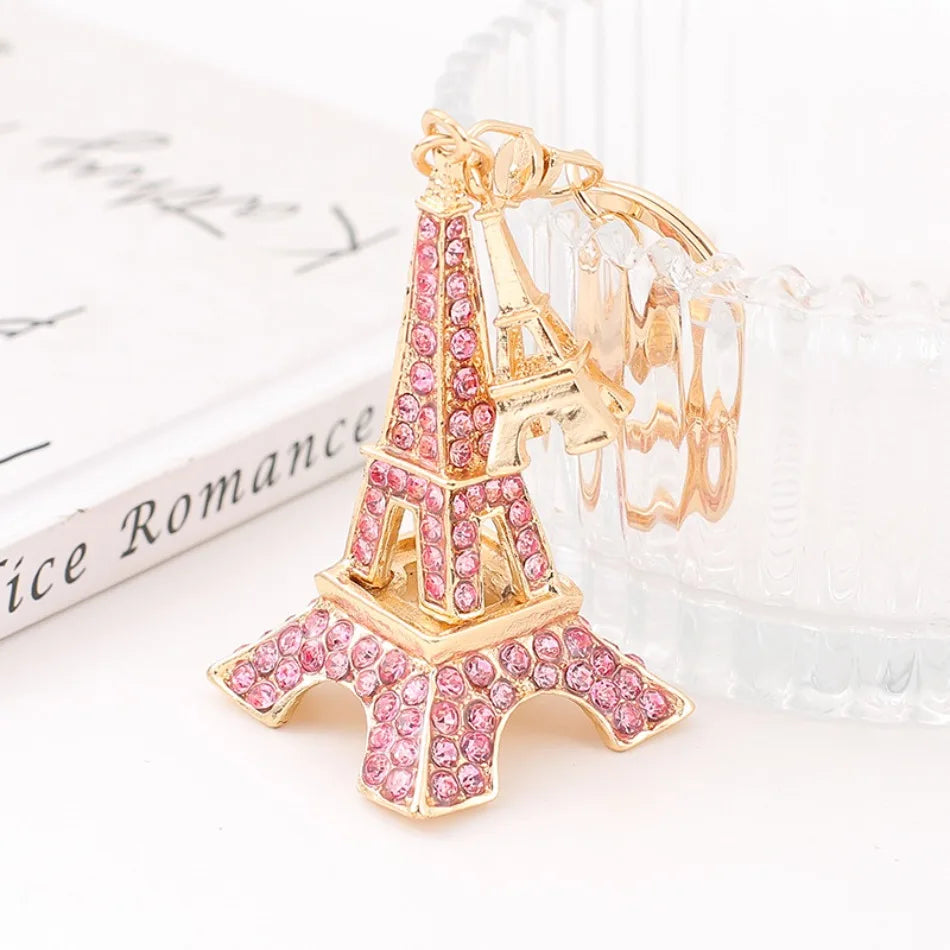 Rhinestone Tower Car Keychain