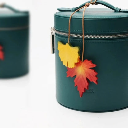 Rustic Leather Maple Leaf Bag Charm