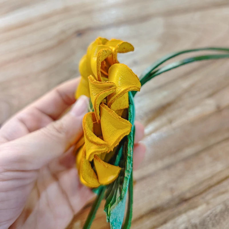Genuine Leather Sunflower Pendant Bag Charm
