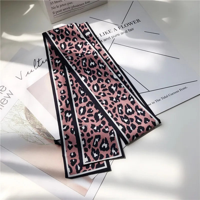 Leopard Print Silk Scarf & Bag Ribbon