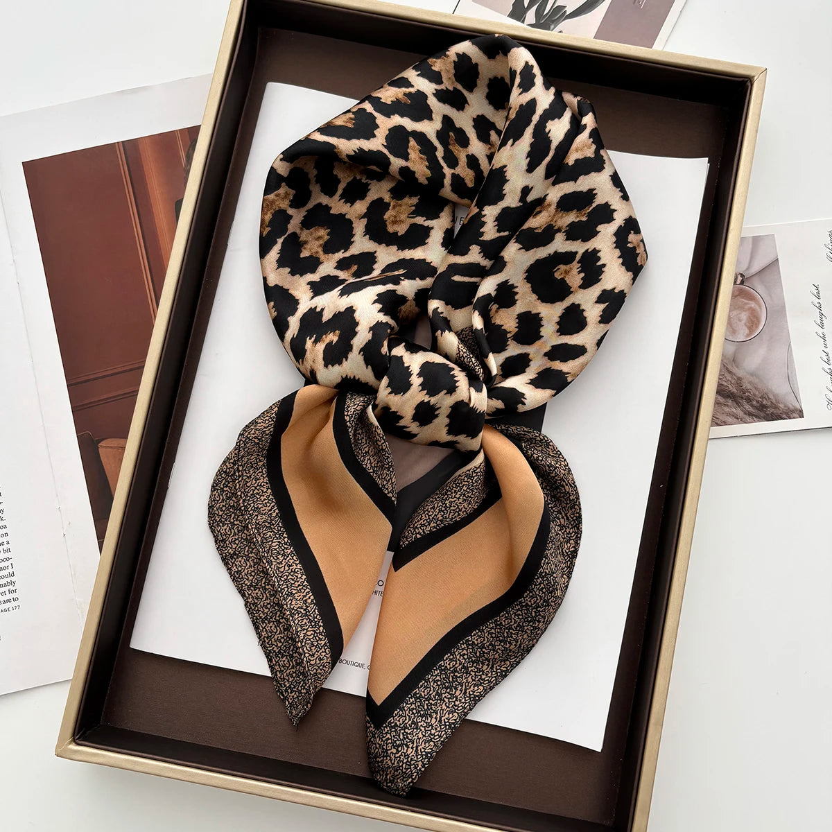 Animal Print Satin Scarf