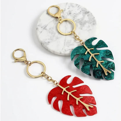 Elegant Tropical Palm Green Leaf Key Chain