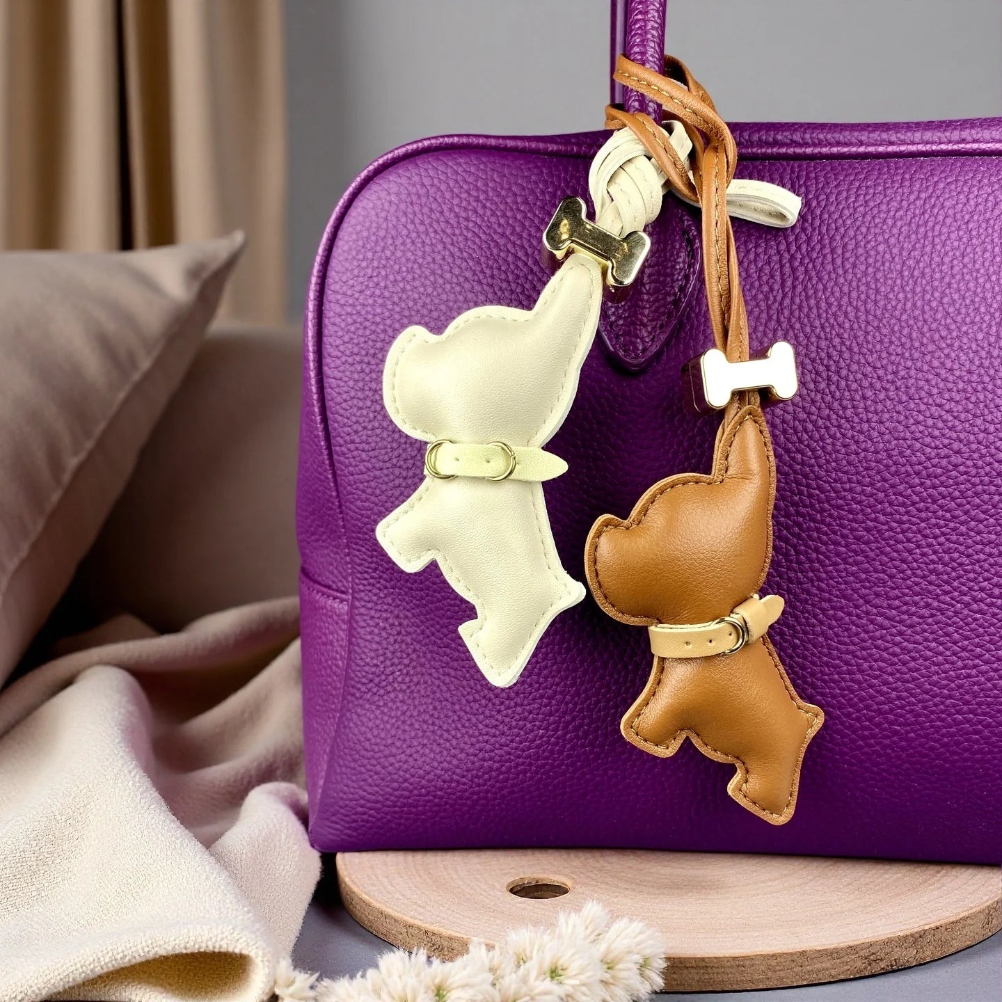 French Bulldog PU Leather Bag Charm